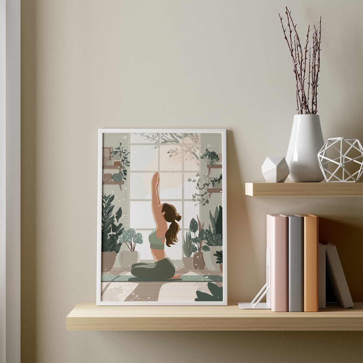 Winter Yoga Garden framed in a room