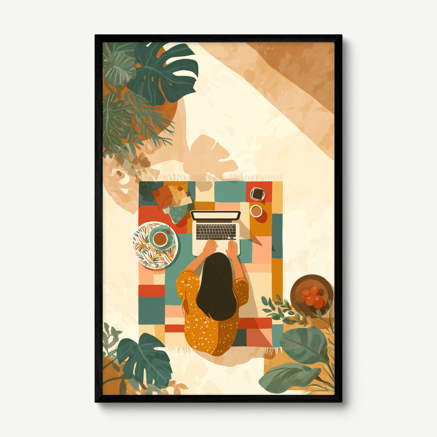 Work from the Floor art print in a black frame