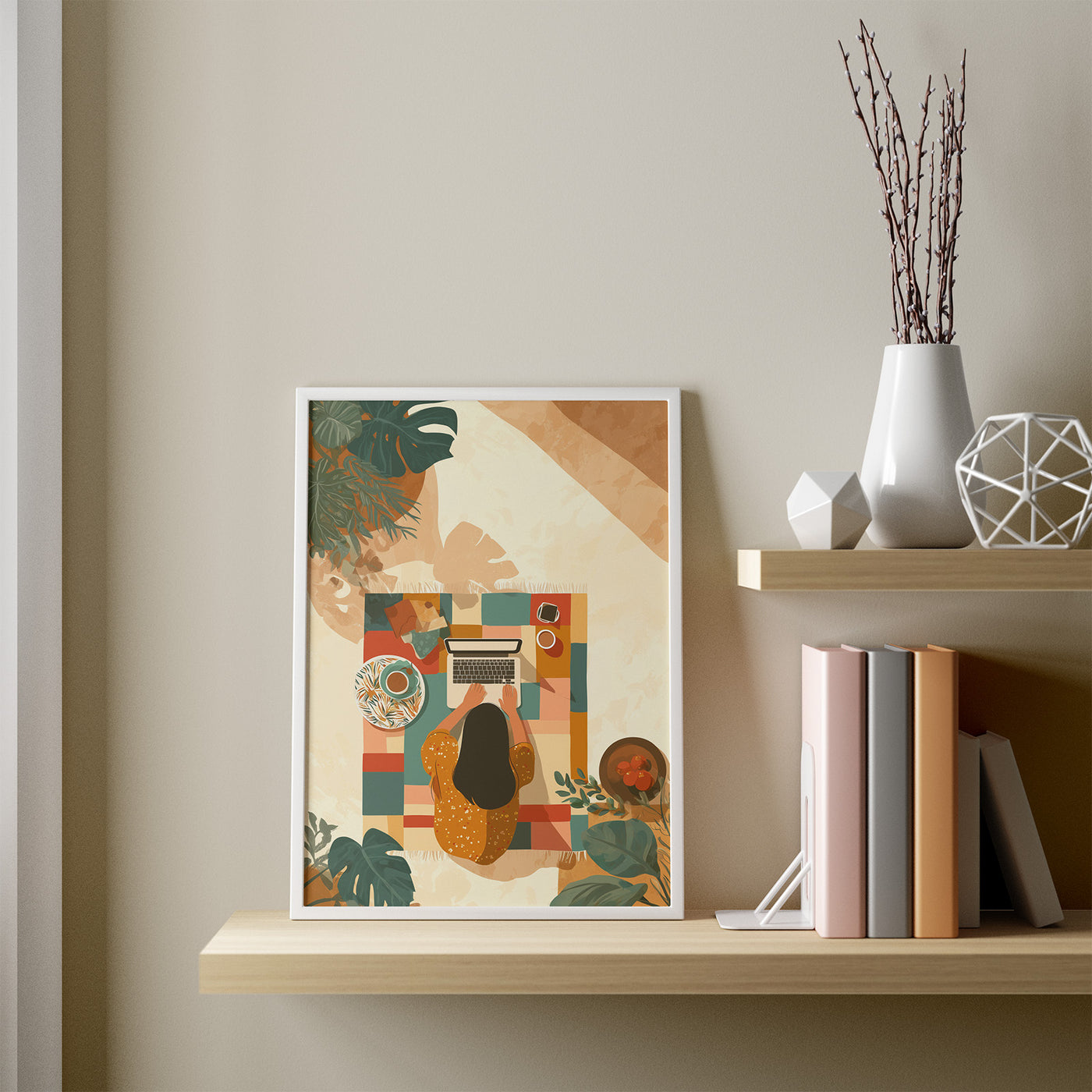 Work from the Floor framed in a room